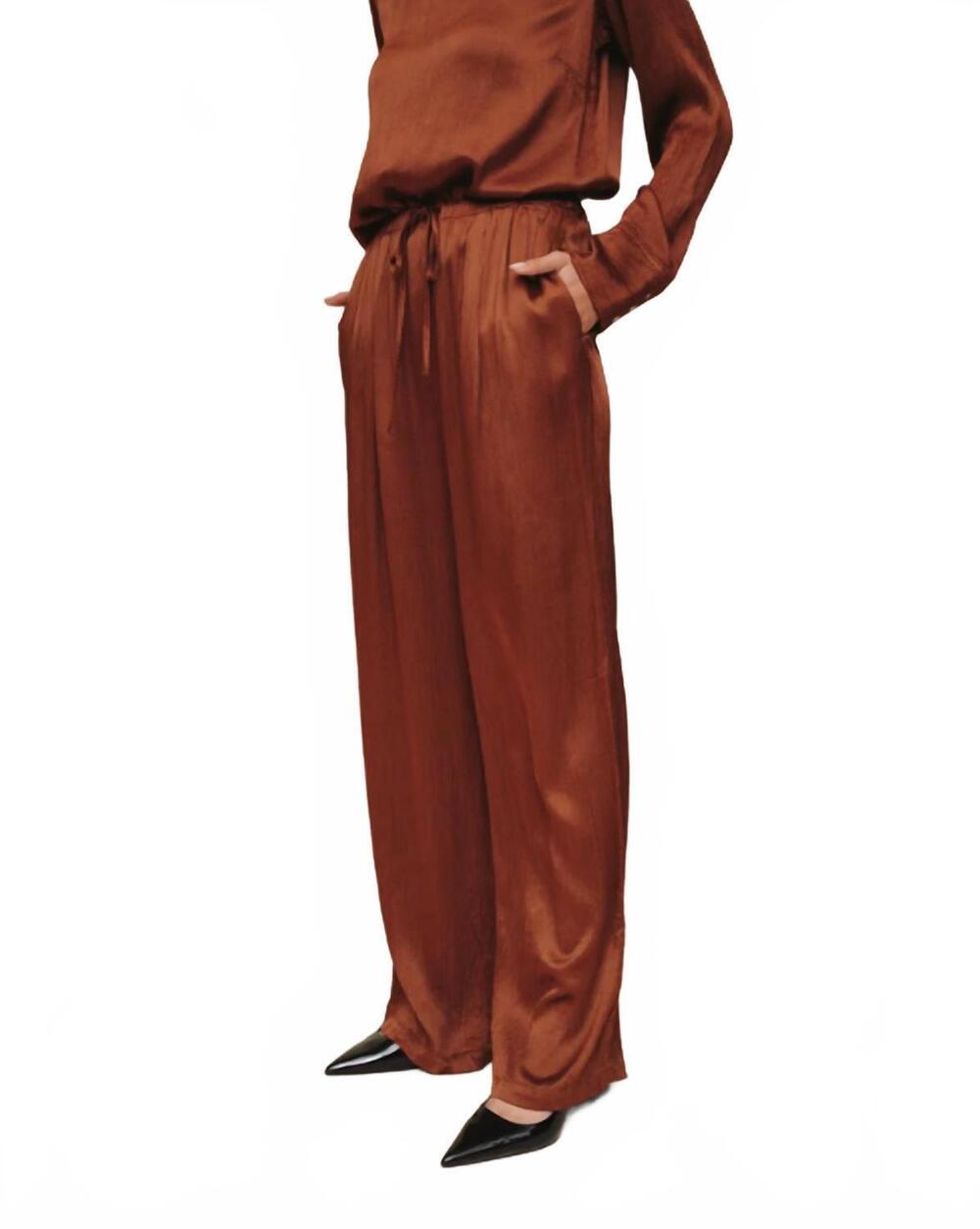 NEW BELLA DAHL easy pleated wide leg pants in molten bronze - Picture 3 of 5